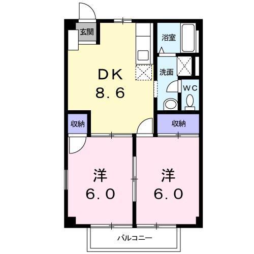 アミティK(2DK/2階)の間取り写真
