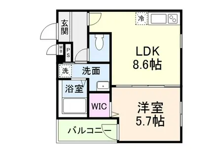 フジパレス住吉遠里小野V番館(1LDK/1階)の間取り写真
