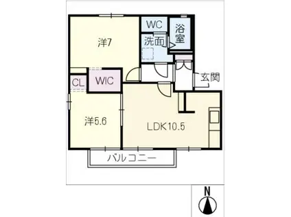 コーポK&M A棟(2LDK/2階)の間取り写真