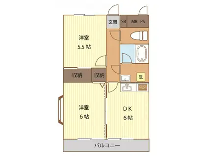 東伸パレス(2DK/2階)の間取り写真