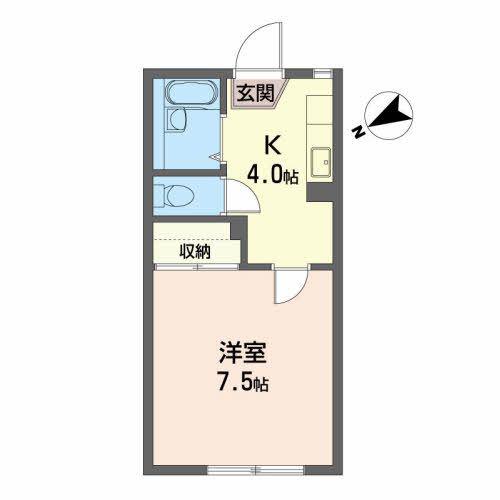 ユーロ・ハイツ名須川B(1K/1階)の間取り写真