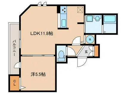 クレスト自由ヶ丘(1LDK/2階)の間取り写真