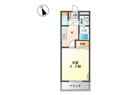 プレパルク(1K/2階)の間取り写真