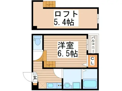 ハーモニーテラス銀杏町(1K/1階)の間取り写真