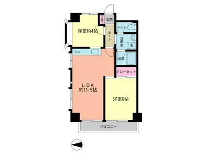 リーフハイツ日暮里(2LDK/6階)の間取り写真