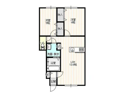 スリジエ(2LDK/1階)の間取り写真