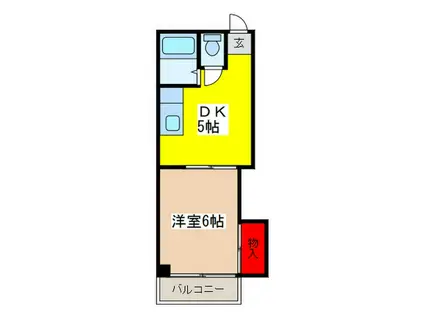 ヒルトップマンション(1DK/2階)の間取り写真