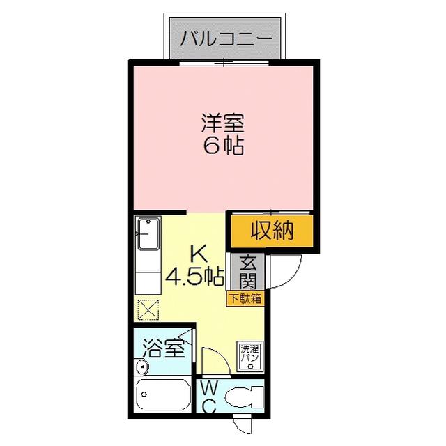レックス(1K/2階)の間取り写真