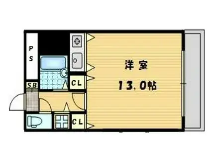 シャトレ豊津II(ワンルーム/4階)の間取り写真