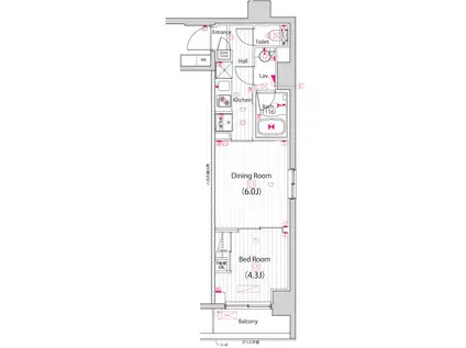 ガーラ・パークサイド亀戸(1DK/4階)の間取り写真
