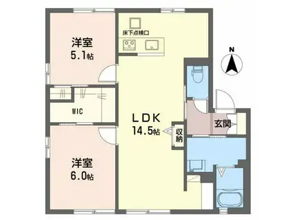 フォーブル戸坂 A棟(2LDK/1階)の間取り写真