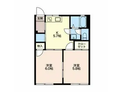 サンパレス本沢合II(2K/1階)の間取り写真