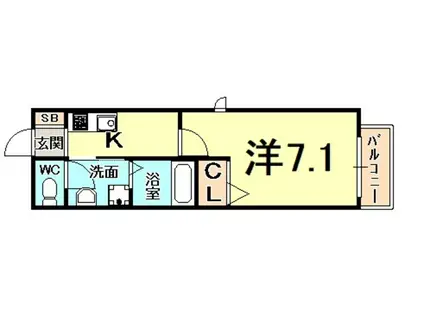 サンクレージュ西宮(1K/2階)の間取り写真