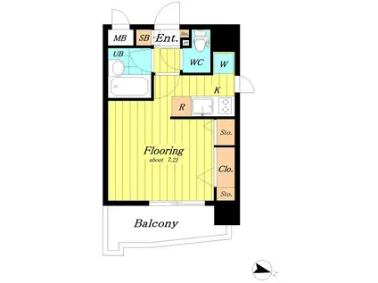 アクロス赤坂(ワンルーム/3階)の間取り写真