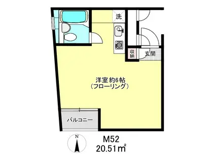 小田急線 祖師ケ谷大蔵駅 徒歩10分 3階建 築25年(ワンルーム/3階)の間取り写真