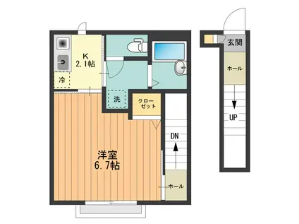シェモアS(1K/2階)の間取り写真