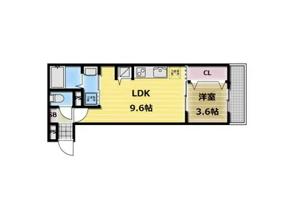 アート東大阪A(1LDK/1階)の間取り写真