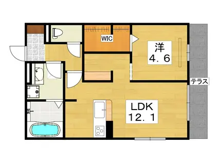 プレミール雅(1LDK/1階)の間取り写真