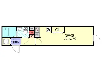 CFジオーレ南小岩(1K/1階)の間取り写真