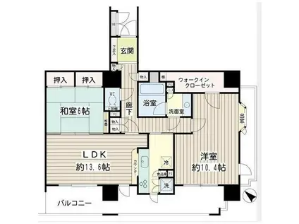 イクス川崎ザ・タワー(2LDK/13階)の間取り写真