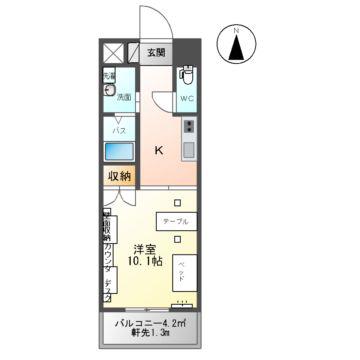 ＪＲ東北本線 福島駅(福島) 徒歩10分 5階建 築17年(1K/2階)の間取り写真