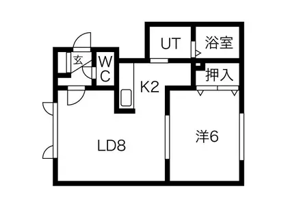 パルレ屯田II(1LDK/1階)の間取り写真