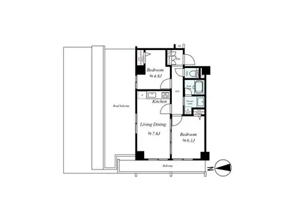 スパシエアルマール浮間公園(2LDK/4階)の間取り写真