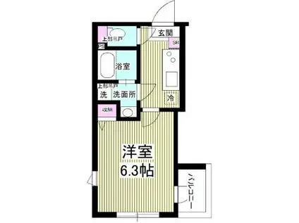 プラティーク王子(1K/2階)の間取り写真