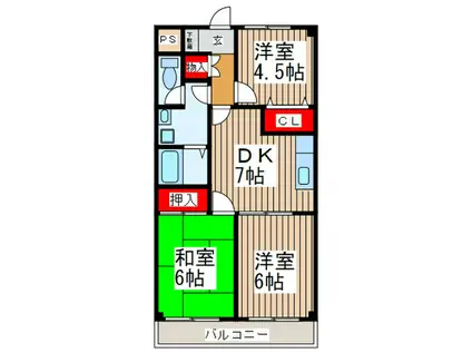 Kフラット2(3DK/2階)の間取り写真