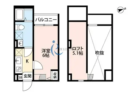 FERRIS林寺(1K/2階)の間取り写真