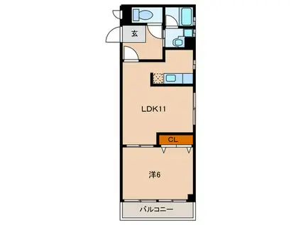 ウィスタリア荒子(1LDK/5階)の間取り写真