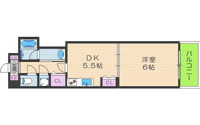 クリーデンス福島(1DK/3階)の間取り写真