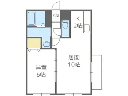 ENCHAN-THE豊平公園(1LDK/2階)の間取り写真