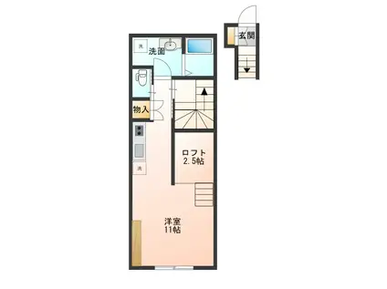 コンフォートワン(ワンルーム/2階)の間取り写真