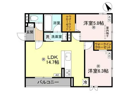 D-ROOM大橋1丁目(2LDK/3階)の間取り写真