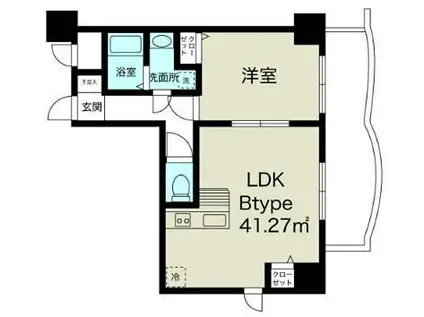 ノルデンハイム東三国IIIA棟(1LDK/11階)の間取り写真