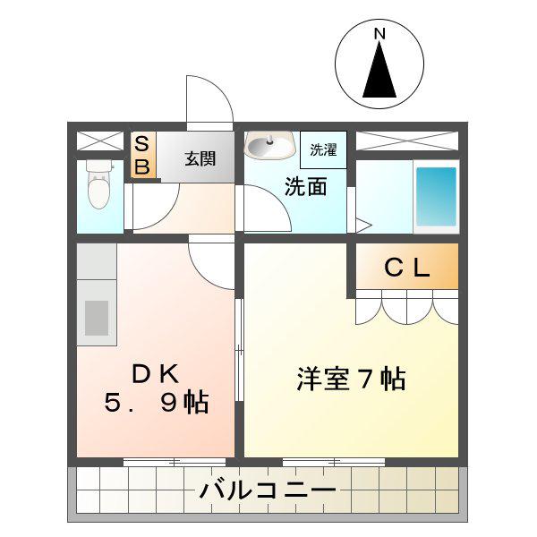 サクセス(1DK/1階)の間取り写真