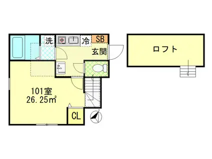 サンノーブル鎌倉(1K/1階)の間取り写真