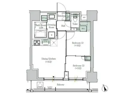 ONE ROOF RESIDENCE ASAKUSABASHIワンル(2DK/8階)の間取り写真