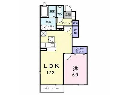 マーベラスB(1LDK/1階)の間取り写真