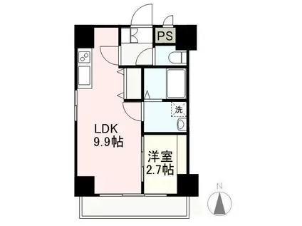 プレシャスタイム亀井町(1LDK/9階)の間取り写真