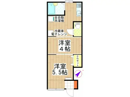 カステルドアウル(2K/1階)の間取り写真