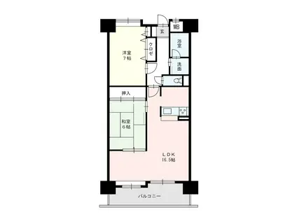 サバーブ比恵(2LDK/3階)の間取り写真