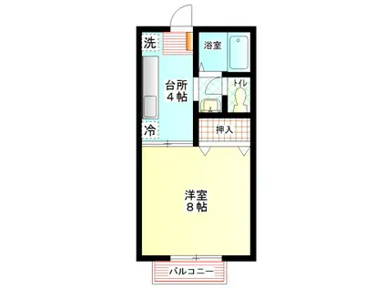 サンドヒルズA(1K/1階)の間取り写真