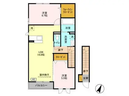 グリーンヴィラ(2LDK/2階)の間取り写真