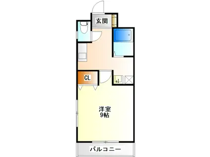 小西ワンルームマンション(1K/2階)の間取り写真