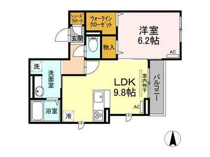 カーサリオ(1LDK/2階)の間取り写真