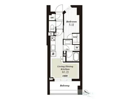 ザ・マジェスティコート目黒(1LDK/14階)の間取り写真