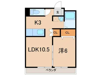 アンソレイユ(1LDK/1階)の間取り写真