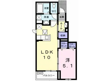 エスペランサ中仁野II(1LDK/1階)の間取り写真